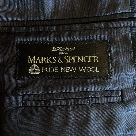Marks and Spencer Pure New Wool Dark Navy Double Breasted Blazer Sport Coat 40S - Picture 3 of 5